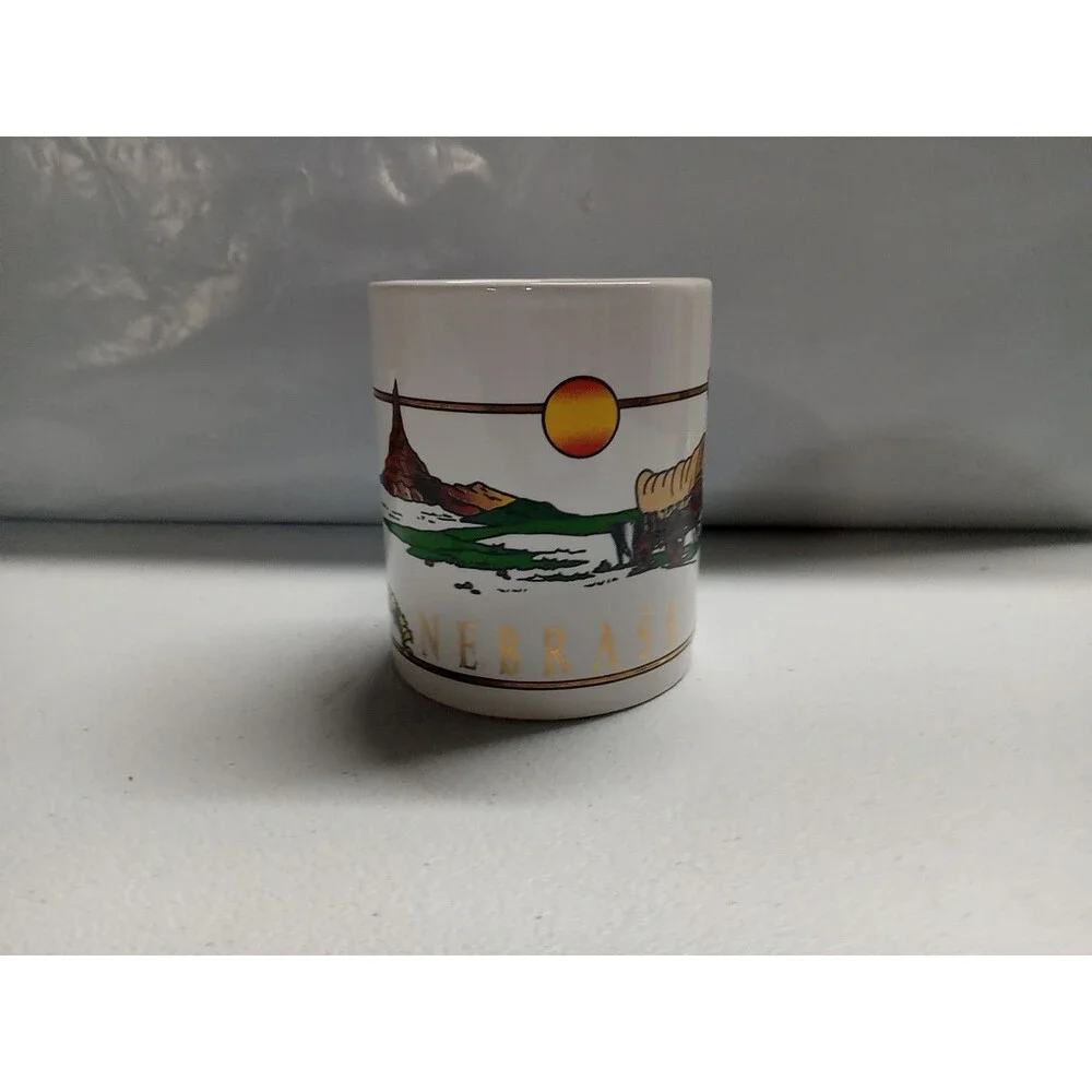 NEBRASKA STATE MUG CUP SOUVENIR Wagon And Bird